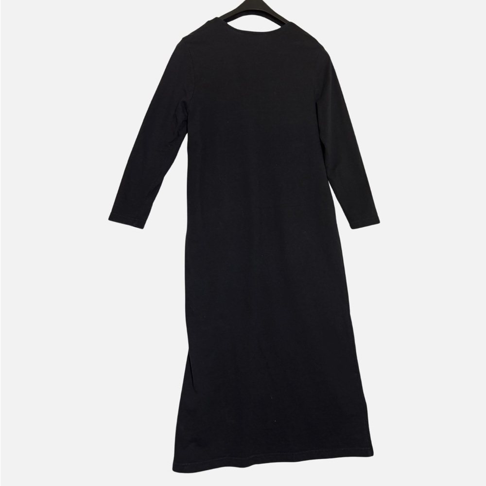 VTG 90s Holiday Dress Christmas Snowmen Sm Black Long Midi Dark Academia - Picture 5 of 6